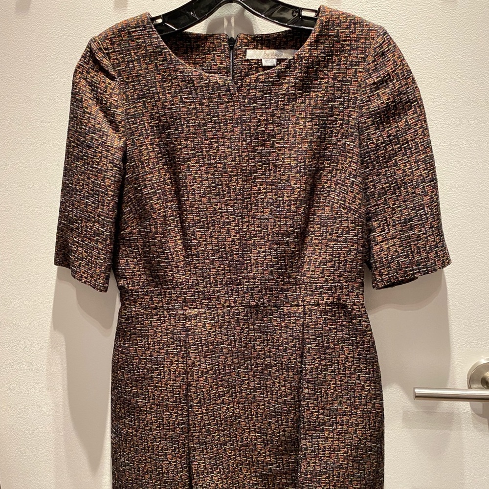 BODEN Dorchester Short Sleeve Shift Dress in Brown Tweed - Size 6 Regular - EUC